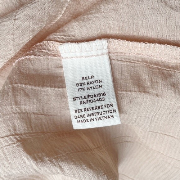 NWT DownEast Pleated Yoke Long Sleeve Blouse Light Beige Blush Size Small NEW - Picture 8 of 15